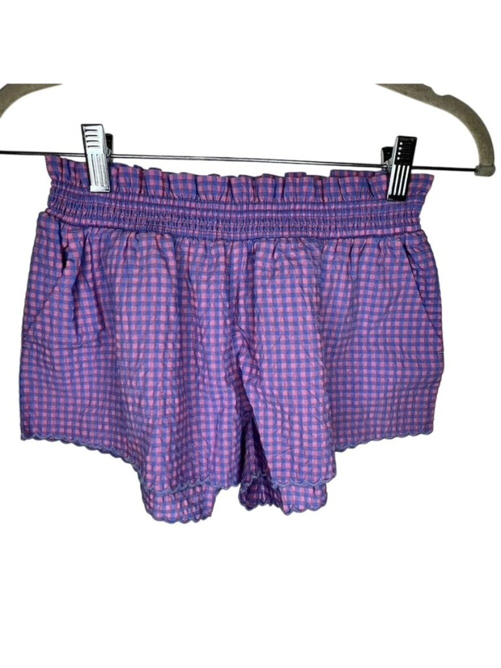 Crewcuts Girls Gingham Smocked Waist Shorts Size 10 Pink & Purple NWT